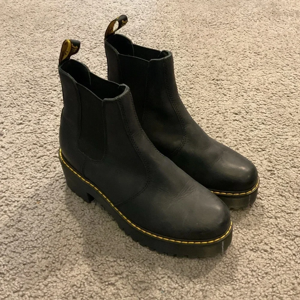 NWOT Dr. Martens Romero Black Leather Moto Combat Boots Shoes Y2K Goth School, 9